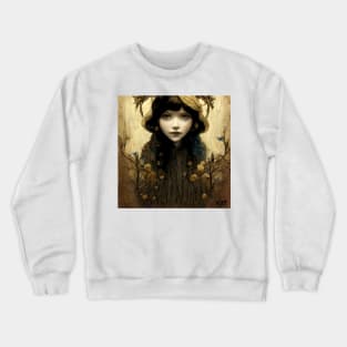 Faerie in Sepia with tiny bluebirds Crewneck Sweatshirt